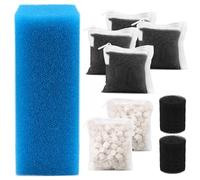 Aquarium Media Maintenance Kit Replacement for Fluval AC110 Power Filter, Includes 1 Blue Foam Filters, 2 Intake Strainer Sponge,2Pack Ceramic Rings and 4 Pack Activated Carbon