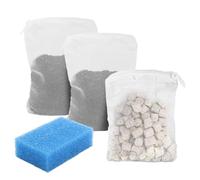Aquarium Media Maintenance Kit Replacement for Fluval AC50 Power Filter, Includes 1 Blue Foam Filters, 1 Pack Ceramic Rings and 2 Activated Carbon Bag, for 20-to-50 Gallon Aquariums