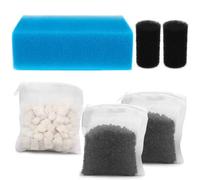 Aquarium Media Maintenance Kit Replacement for Fluval AC50 Power Filter, Includes 1 Blue Foam Filters, 2 Intake Strainer Sponge,1Pack Ceramic Rings and 2 Pack Activated Carbon