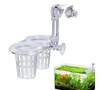 Aquarium Plant Basket, Clear Aquarium Plant Basket with Hole, Fish Tank Decoration, Adjustable Hydroponic Double Cups, Aquatic Accessories for Cultivation
