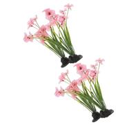 Aquarium Plant Decoration Plastic Pink 4pcs for Fish Tanks and Small