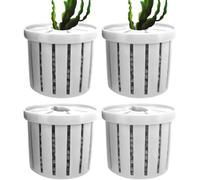 Aquarium Plant Holder Aquatic Plant Cup Small Stable Planting Basket Aquarium Small Planter Container for Pond Fish Tank Aquascape Decorations and Aquaponic Plants Cultivation (White,4PCS)