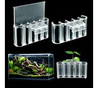 Aquarium Plant Holder,Fish Tank Plant Holder,Aquarium lid Clips,Aquarium Plant Pot,Hydroponic Fish Tank Planter, Aquatic Plant Cup for Aquascape Decorations (Transparent, 1PCS Rimless)