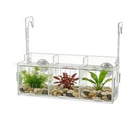Aquarium Plant Stand - Transparent Hydroponic Hanger with Double Adjustable Hook | Transparent Pots for Aquarium Plants, Corner Shelf, Underwater Vines, Moss and Landscape
