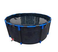 Aquarium Pool Pond Water Storage Tank with Drain Valve, Outdoor Folding Anti-Seepage PVC Round Canvas for Breeding Fish and Goldfish