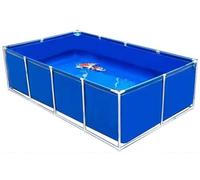 Aquarium Pool with Drain Valve, Steel Frame Aquaculture Water Tank for Koi Fish and Turtles, Multifunctional PVC Canvas Temporary Fish Pond