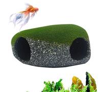Aquarium Rock Shelter - Hole Breeding Cave for Fish and Shrimp Habitat, Smooth Edged Durable Resin with Realistic Stone Appearance, Hiding Decor for Freshwater, Saltwater, Pet Store, Office, Terr