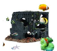 Aquarium Shrimp Cave & Reptile Shelter, Resin Hideout for Fish, Hermit Crabs, Lizards - Natural Decor with Surface & Multi-Entry Design (A)