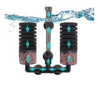 Aquarium Sponge Filter Air Powered Aquarium Filter Quiet Fish Tank Filter, Double Foam Filter with 4PCS Sponge,Biochemical for Fish Tank Oxygen Increasing and Water Clean (Filter+bio ball+4pcs sponge)