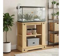 Aquarium Stand Brown Solid Pine Wood 60x30x60 cm Waxed Finish Storage with Shelf