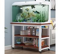 Aquarium Stand Cabinet Multi-tier Rolling Storage Rack for Fish Tanks, Heavy Duty Metal Frame for Reptile and Breeder Tanks, 3-tier Shelves