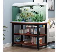 Aquarium Stand Cabinet Multi-tier Rolling Storage Rack for Fish Tanks, Heavy Duty Metal Frame for Reptile and Breeder Tanks, 3-tier Shelves