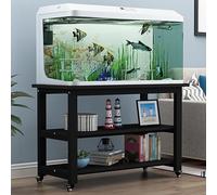 Aquarium Stand Cabinet Multi-tier Rolling Storage Rack for Fish Tanks, Heavy Duty Metal Frame for Reptile and Breeder Tanks, 3-tier Shelves