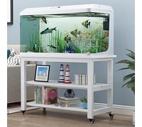 Aquarium Stand Cabinet Multi-tier Rolling Storage Rack for Fish Tanks, Heavy Duty Metal Frame for Reptile and Breeder Tanks, 3-tier Shelves