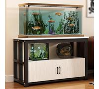 Aquarium Stand Cabinet with Storage, Commercial Rectangular 3-Tier Breeder Reptile Vivarium Holder Rack, Wood Top & Metal Frame