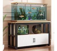 Aquarium Stand Cabinet with Storage, Commercial Rectangular 3-Tier Breeder Reptile Vivarium Holder Rack, Wood Top & Metal Frame