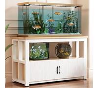 Aquarium Stand Cabinet with Storage, Commercial Rectangular 3-Tier Breeder Reptile Vivarium Holder Rack, Wood Top & Metal Frame