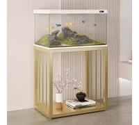 Aquarium Stand, Heavy-Duty Fish Tank Base, Non-Slip Feet, Carbon Steel Construction, No Assembly Required, Perfect for Living Rooms, Balconies, and Home Offices(Gold,LxW70x40cm/27.6x15.7in)