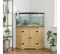 Aquarium Stand Solid Pine Brown 70x70x73 cm Waxed Finish Storage 300kg Ample Box