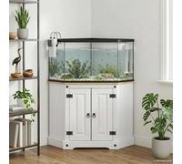 Aquarium Stand Solid Pine Wood White 70x70x73 cm Waxed Finish 300kg Capacity UK
