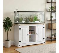 Aquarium Stand White Brown Solid Pine 101.5x37x73cm Waxed Ample Storage Sturdy.
