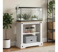 Aquarium Stand White Brown Solid Pine 60.5x30x60cm Waxed Top Storage 150kg Home