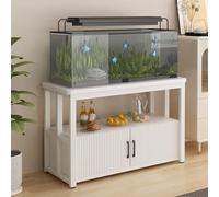 Aquarium Stand with Storage Cabinet, 2 Tier Fish Tank Stand, Strong Load-Bearing Capacity, Terrarium Reptile Tank Rack with Door, for Living Room, Office(White,60x30x60cm)