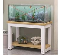 Aquarium Stand with Storage, Heavy Duty Metal Fish Tank Rack, 2-Tier Reptile Tank Shelf, Aquarium Table with MDF Boards, Plant Stand Organizer for Living Room Bedroom Office(White+Beige,80x50cm)