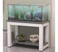 Aquarium Stand with Storage, Heavy Duty Metal Fish Tank Rack, 2-Tier Reptile Tank Shelf, Aquarium Table with MDF Boards, Plant Stand Organizer for Living Room Bedroom Office(Gray+White,50x40cm)