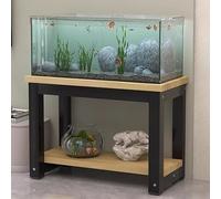 Aquarium Stand with Storage, Heavy Duty Metal Fish Tank Rack, 2-Tier Reptile Tank Shelf, Aquarium Table with MDF Boards, Plant Stand Organizer for Living Room Bedroom Office(Brown+Black,60x30cm)