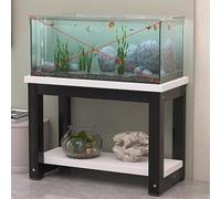Aquarium Stand with Storage, Heavy Duty Metal Fish Tank Rack, 2-Tier Reptile Tank Shelf, Aquarium Table with MDF Boards, Plant Stand Organizer for Living Room Bedroom Office(Black+White,50x30cm)