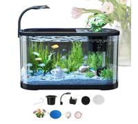 Aquarium Starter Kit - Nano Fish Taink Small Glass Aquarium | Compact Fiish Kit With Filter And LED Light | Smaall Fissh Tanik For Betta Or Shrimp | Ideal For Desktops And Smmall Spaces