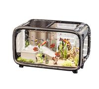 Aquarium Starter Kit, Small Transparent Fish Tank With Lid & Climbing Frame, Household Ecology Aquarium, Desktop Landscape Viewing Turtle Tank