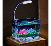 Aquarium Starter Kits - Arcrylic Fish Tank with 3W Light - Drop-Proof Rectangular Aquarium Tank for Betta, Goldfish, Shrimps - Decoration Small Fish Breeding Box 12.5 * 7.5 * 10.5cm - Transparent