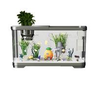 Aquarium Starter Kits - Small Desktop Fish Tank with Filter System & LED Light, Silent Decorative Bowl for Living Room Home Betta, Tortoise, Frog(Black(luxury),S29x18x14cm)