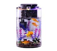 Aquarium Starter Kits,Transparent Glass Cylindrical Desktop Household Aquarium for Lazy People Without Changing Water Ecological Goldfish Tank Aquarium Tank