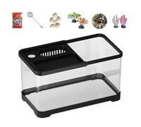 Aquarium Starter Set - Complete Fish Habitat, Underwater Landscape, Quiet Water Circulation Pump, Transparent Glass Structure with LED Lighting, for Bedroom, Living Room, Classroom, Office or