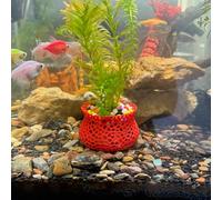 Aquarium Submerged Plant Pot, Underwater Plant Anchor, Fish Tank Plant Aquatic Planter, Aquarium Landscaping Decoration, Plant Cup Holder, Aquarium Decorative Accessories - 2-Piece Set (Red)