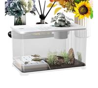 Aquarium Tank | Large Aquarium Gold Fish Tank Starter Kit | Modern Container Panoramic HD with Turtle Resting Area for Guppy Betta Jellyfish Shrimp Apartment Home Office