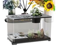 Aquarium Tank | Large Fish Tank Kit Desktop Aquarium - Modern Container with Turtle Resting Area, Home Decorations for Betta Shrimp Aquatic Planting Desktop Accessories