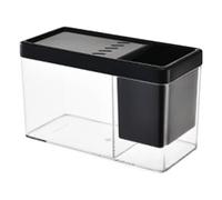 Aquarium Tank - Portable Desktop Fish Bowl, Small Transparent Betta Fish Habitat, Compact Glass Water Container for Shrimp Snails Sailors, Decorative Nano Tank with Cover for