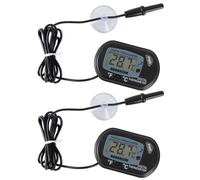 Aquarium Thermometer, Digital LCD Thermometer Fish Tank Temperature Gauge with Probe Suction Cup for Terrarium Reptile Habitat Water Temperature Test 2PCS