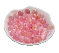 Aquarium Toys Bouncing Ball Machine Beads Luminous Glass Ball DIY Handmade Materials Glass Marbles Pinball Machine(Pink)