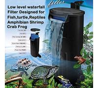Aquarium Turtle Filter Waterfall Flow Water Clean Pump Bio-Filtration for Reptiles Tank Low Level Waterfall Filter for Small Fish Tank Turtle Tank Shrimp Amphibian Frog Crab (600L/H Aquarium Filter)