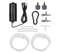 Aquarium USB Air Pump Small Oxygen Pump Powerful Portable Fish Tank Bubbler with Air Stone Tubing Hanging Buckle for Home Aquariums Outdoor Fishing Black White Color Optional (With 2 Air Stone)