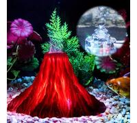Aquarium Volcano Ornament Kit, Volcano Aquarium Decoration, Colourful LED Lights with Bubble Pump, Resin Aquarium Decoration, Aquarium Accessories for Shrimp Fish Turtle
