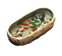 Aquariums Ceramic Fish Tank Turtle Tank Ceramic Basin Household Small Decorative Ceramic Flower Pot Fish Bowl(Beige)