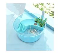 Aquariums Fish Tank Turtle Tank with Sun Deck Feeding Box can be Planted Aquatic Plants Fish Tank Small Household Round Transparent Fish Bowl,One Color-L