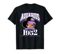 Aquarius 1952 Melanin Queen Zodiac Traits Diva Birthday T-Shirt