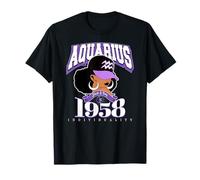 Aquarius 1958 Astro Year Melanated Queen Afro Goddess T-Shirt